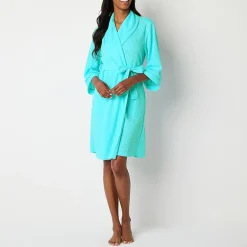 Liz Claiborne Womens Waffle 3/4 Sleeve Knee Length Robe