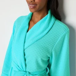 Liz Claiborne Womens Waffle 3/4 Sleeve Knee Length Robe