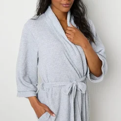 Liz Claiborne Womens Waffle 3/4 Sleeve Knee Length Robe