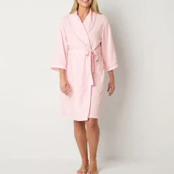 Liz Claiborne Womens Waffle 3/4 Sleeve Knee Length Robe
