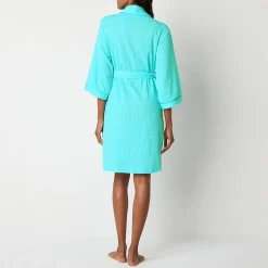 Liz Claiborne Womens Waffle 3/4 Sleeve Knee Length Robe