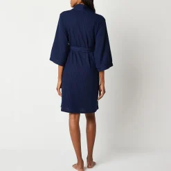 Liz Claiborne Womens Waffle 3/4 Sleeve Knee Length Robe