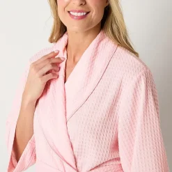 Liz Claiborne Womens Waffle 3/4 Sleeve Knee Length Robe