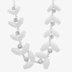 Liz Claiborne Womens White 17 Inch Collar Necklace