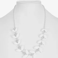 Liz Claiborne Womens White 17 Inch Collar Necklace