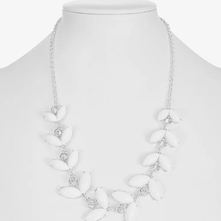 Liz Claiborne Womens White 17 Inch Collar Necklace