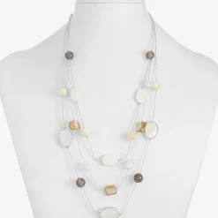 Liz Claiborne Womens White Mother Of Pearl 18 Inch Strand Necklace