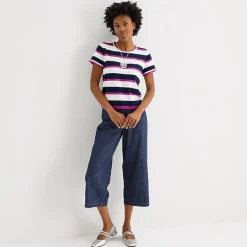 Liz Claiborne Womens Wide Leg Mid Rise Cropped Pant