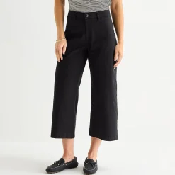 Liz Claiborne Womens Wide Leg Mid Rise Cropped Pant