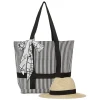 London Fog Canvas Straw Tote Bag