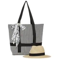 London Fog Canvas Straw Tote Bag