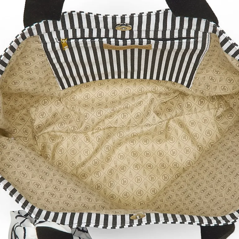London Fog Canvas Straw Tote Bag