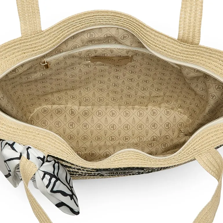 London Fog Straw Tote Bag