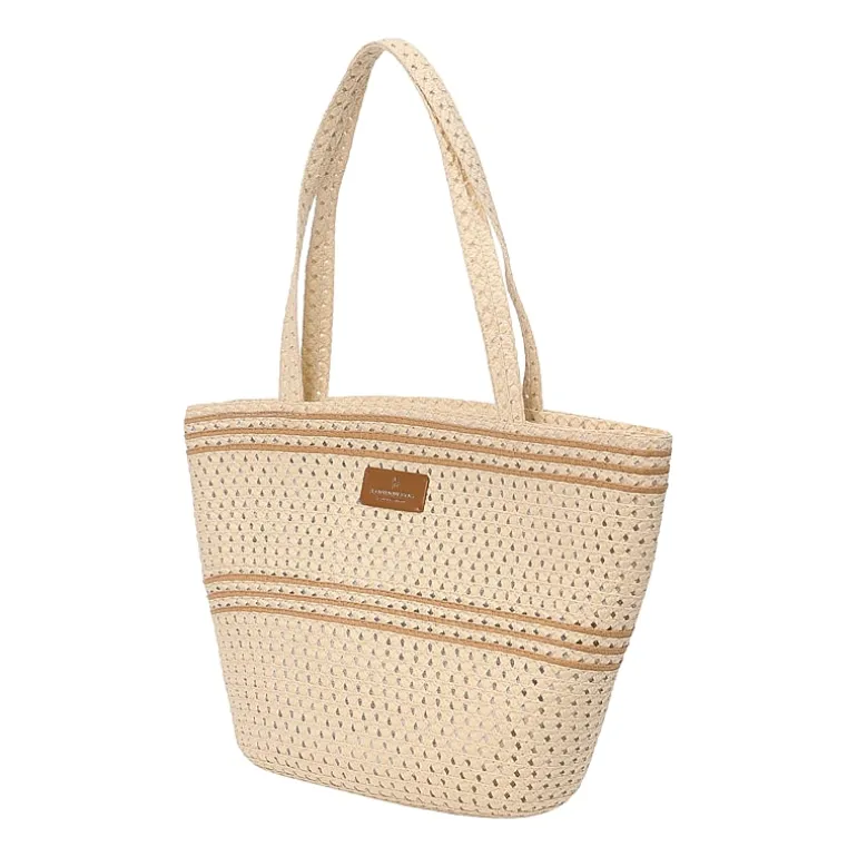 London Fog Woven Straw With Hat Set Tote Bag