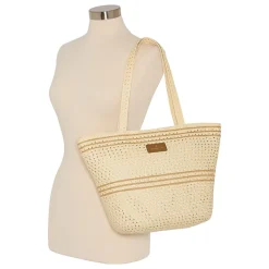 London Fog Woven Straw With Hat Set Tote Bag