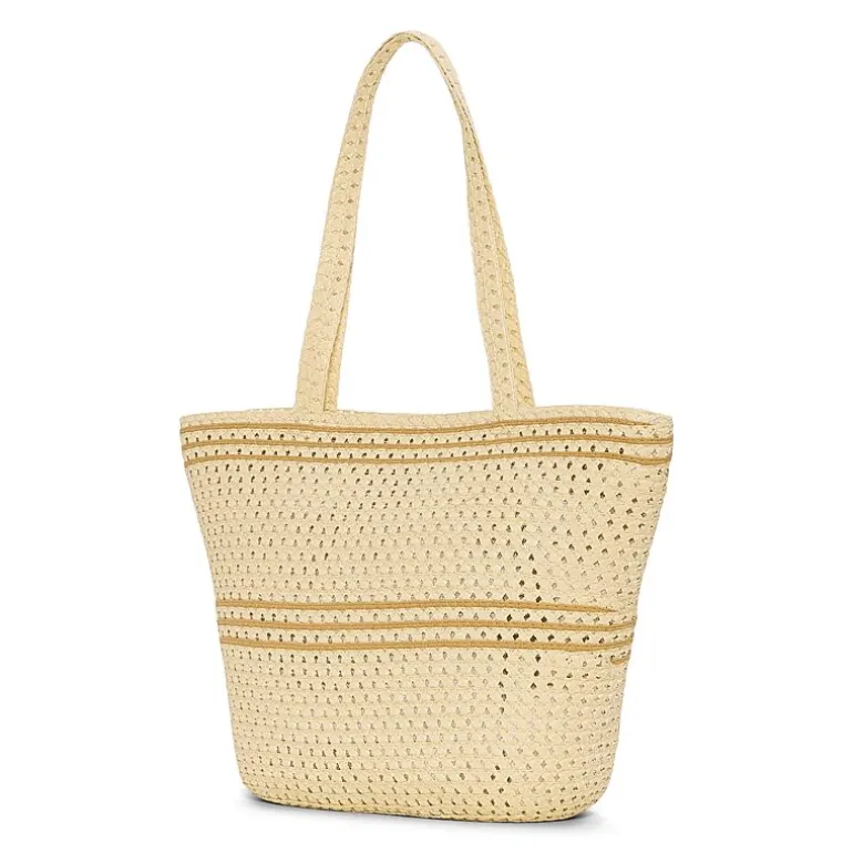 London Fog Woven Straw With Hat Set Tote Bag