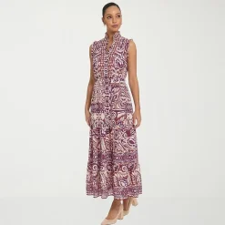 London Times Womens Mock Neck Sleeveless Maxi Dress