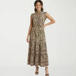 London Times Womens Notch Neck Sleeveless Maxi Dress