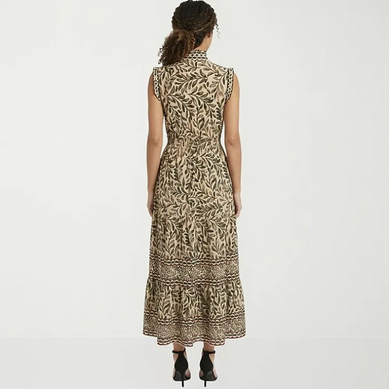 London Times Womens Notch Neck Sleeveless Maxi Dress
