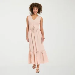 London Times Womens Petite V Neck Sleeveless Maxi Dress
