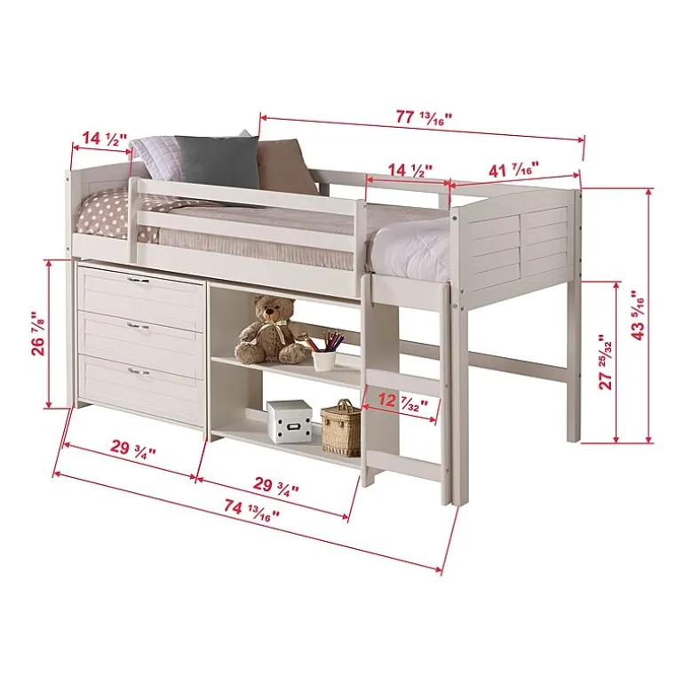 Louver Twin Modular Low Loft Bed - Group C