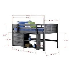 Louver Twin Modular Low Loft Bed - Group C