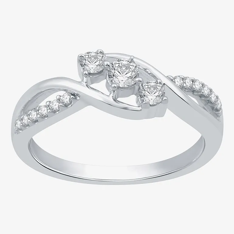 Love Lives Forever 1/3 CT.T.W. Natural Diamond 10K Gold 3-Stone Promise Ring