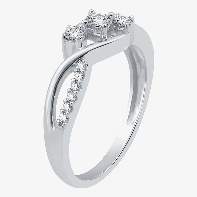 Love Lives Forever 1/3 CT.T.W. Natural Diamond 10K Gold 3-Stone Promise Ring