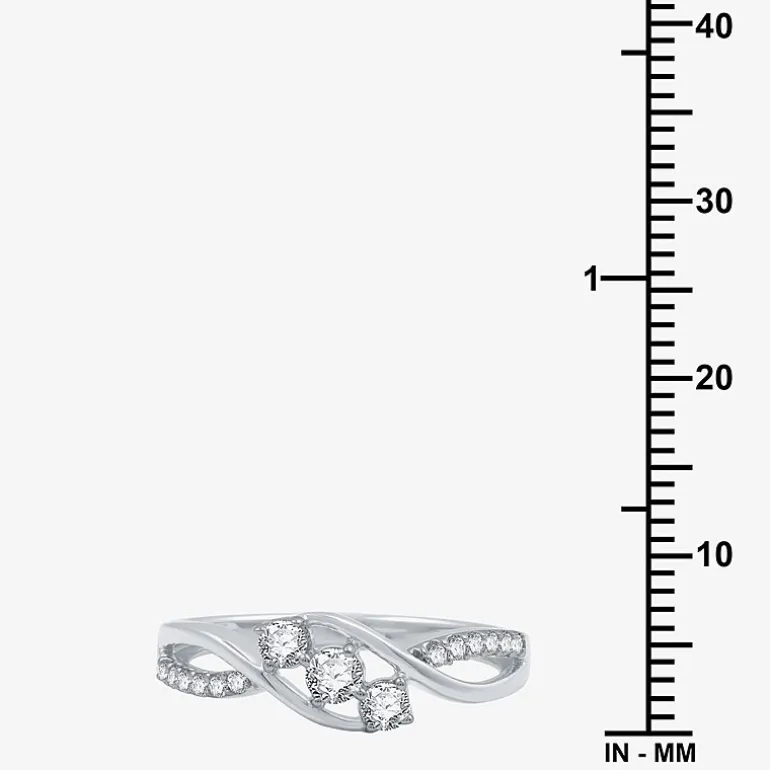 Love Lives Forever 1/3 CT.T.W. Natural Diamond 10K Gold 3-Stone Promise Ring