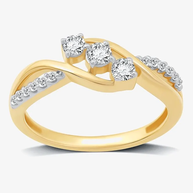 Love Lives Forever 1/3 CT.T.W. Natural Diamond 10K Gold 3-Stone Promise Ring
