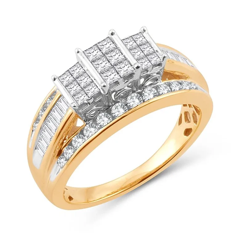 Love Lives Forever 1 CT.T.W. Natural Diamond Side Stone 3-Stone Engagement Ring in 10K or 14K Gold