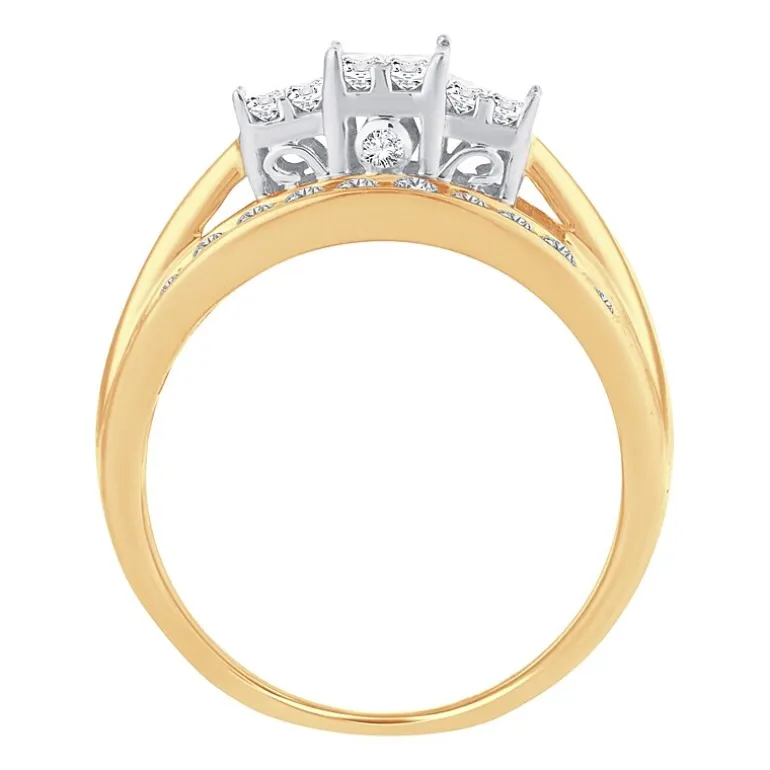 Love Lives Forever 1 CT.T.W. Natural Diamond Side Stone 3-Stone Engagement Ring in 10K or 14K Gold