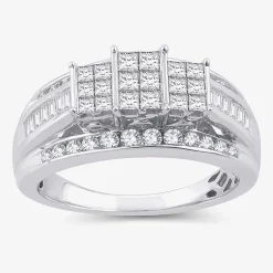 Love Lives Forever 1 CT.T.W. Natural Diamond Side Stone 3-Stone Engagement Ring in 10K or 14K Gold