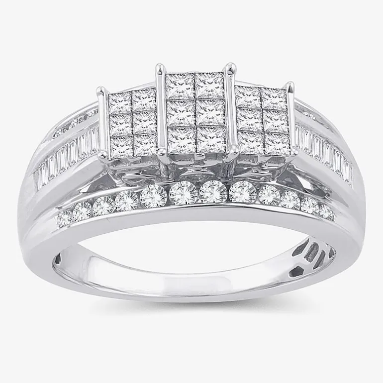 Love Lives Forever 1 CT.T.W. Natural Diamond Side Stone 3-Stone Engagement Ring in 10K or 14K Gold