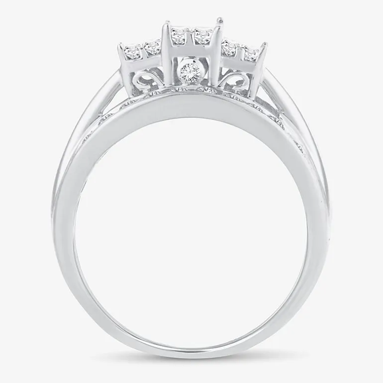 Love Lives Forever 1 CT.T.W. Natural Diamond Side Stone 3-Stone Engagement Ring in 10K or 14K Gold