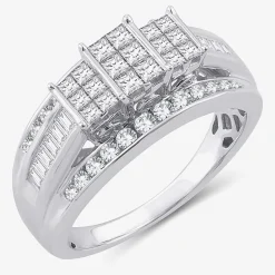 Love Lives Forever 1 CT.T.W. Natural Diamond Side Stone 3-Stone Engagement Ring in 10K or 14K Gold