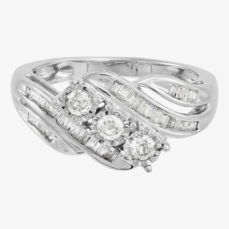 Love Lives Forever 1/2 CT.T.W. Round White Natural Diamond 10K Gold 3-Stone Ring