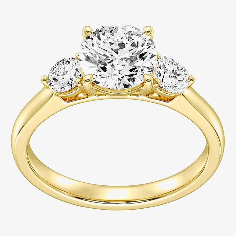 Love Lives Forever (F / Si1-Si2) Womens 2 CT. T.W. Lab Grown White Diamond 10K Gold Round 3-Stone Engagement Ring