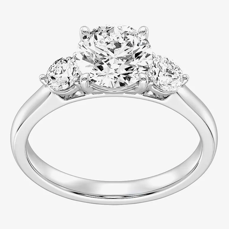 Love Lives Forever (F / Si1-Si2) Womens 2 CT. T.W. Lab Grown White Diamond 10K Gold Round 3-Stone Engagement Ring