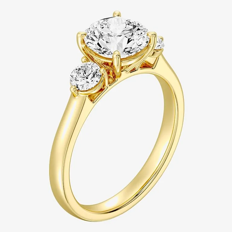 Love Lives Forever (F / Si1-Si2) Womens 2 CT. T.W. Lab Grown White Diamond 10K Gold Round 3-Stone Engagement Ring