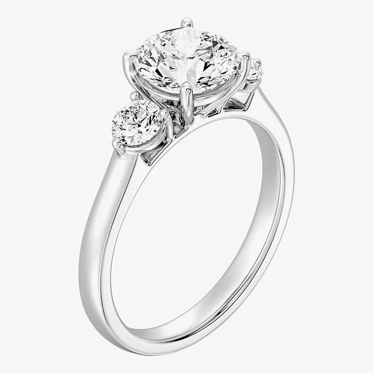 Love Lives Forever (F / Si1-Si2) Womens 2 CT. T.W. Lab Grown White Diamond 10K Gold Round 3-Stone Engagement Ring