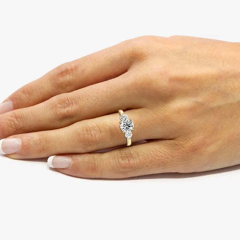 Love Lives Forever (F / Si1-Si2) Womens 2 CT. T.W. Lab Grown White Diamond 10K Gold Round 3-Stone Engagement Ring