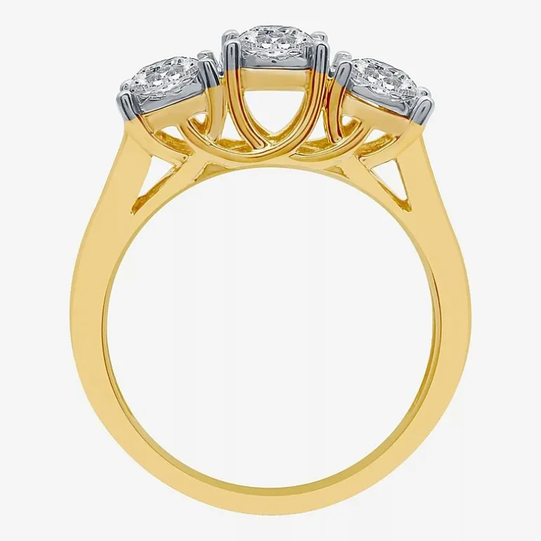 Love Lives Forever (G / Si1-Si2) Womens 1 1/2 CT. T.W. Lab Grown White Diamond 10K Gold Round 3-Stone Engagement Ring