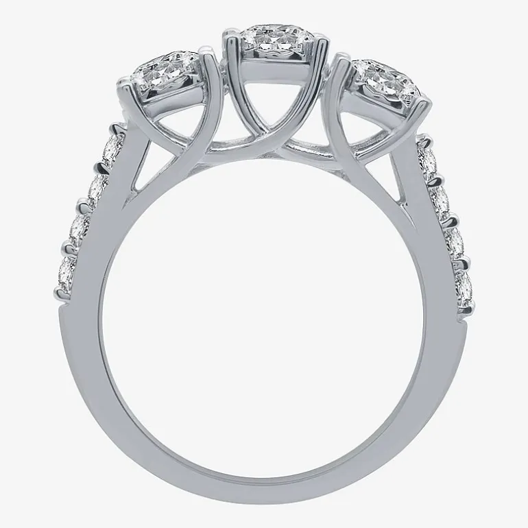 Love Lives Forever (G / Si1-Si2) Womens 1 1/2 CT. T.W. Lab Grown White Diamond 10K Gold Round 3-Stone Engagement Ring
