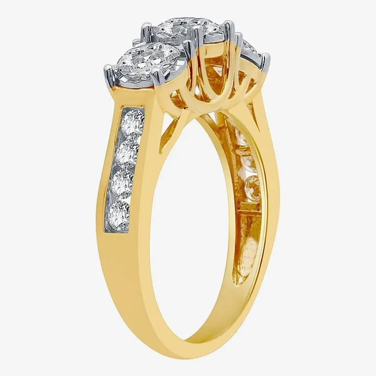 Love Lives Forever (G / Si1-Si2) Womens 1 1/2 CT. T.W. Lab Grown White Diamond 10K Gold Round 3-Stone Engagement Ring
