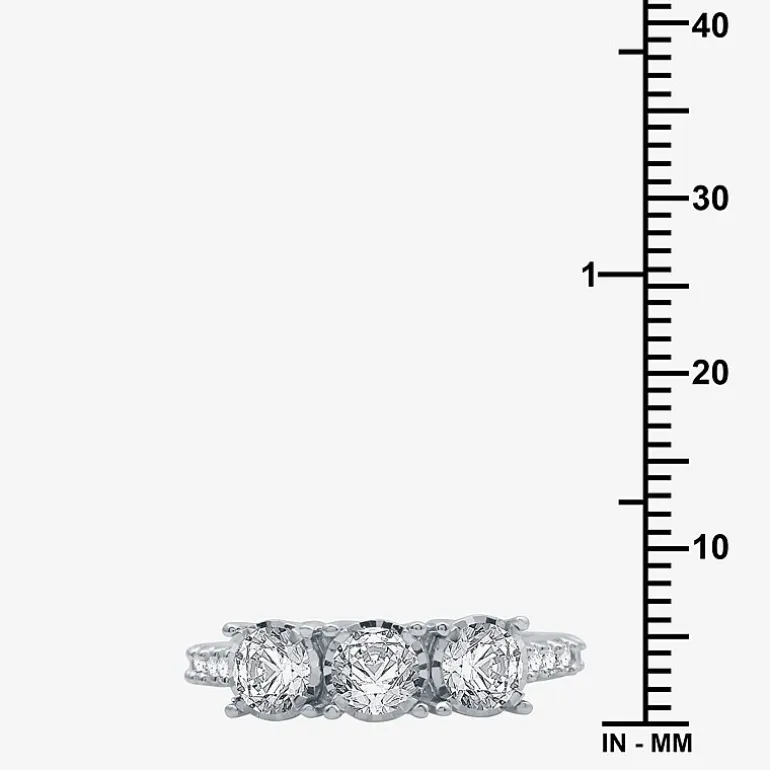 Love Lives Forever (G / Si1-Si2) Womens 1 1/2 CT. T.W. Lab Grown White Diamond 10K Gold Round 3-Stone Engagement Ring