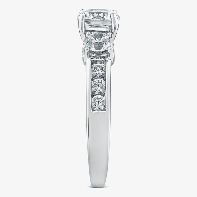Love Lives Forever (G / Si1-Si2) Womens 2 CT. T.W. Lab Grown White Diamond 10K Gold Round Side Stone 3-Stone Engagement Ring