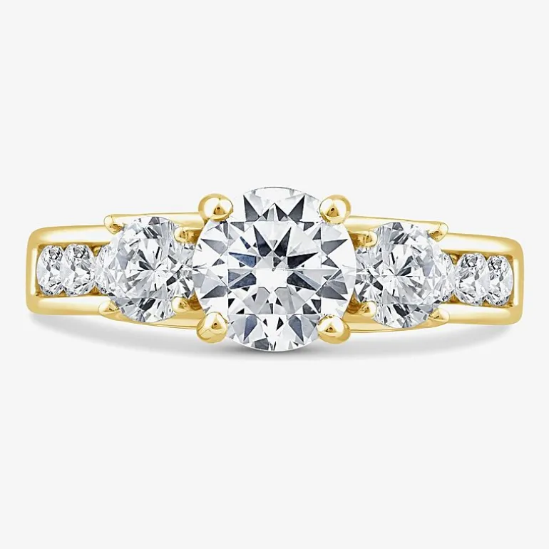 Love Lives Forever (G / Si1-Si2) Womens 2 CT. T.W. Lab Grown White Diamond 10K Gold Round Side Stone 3-Stone Engagement Ring