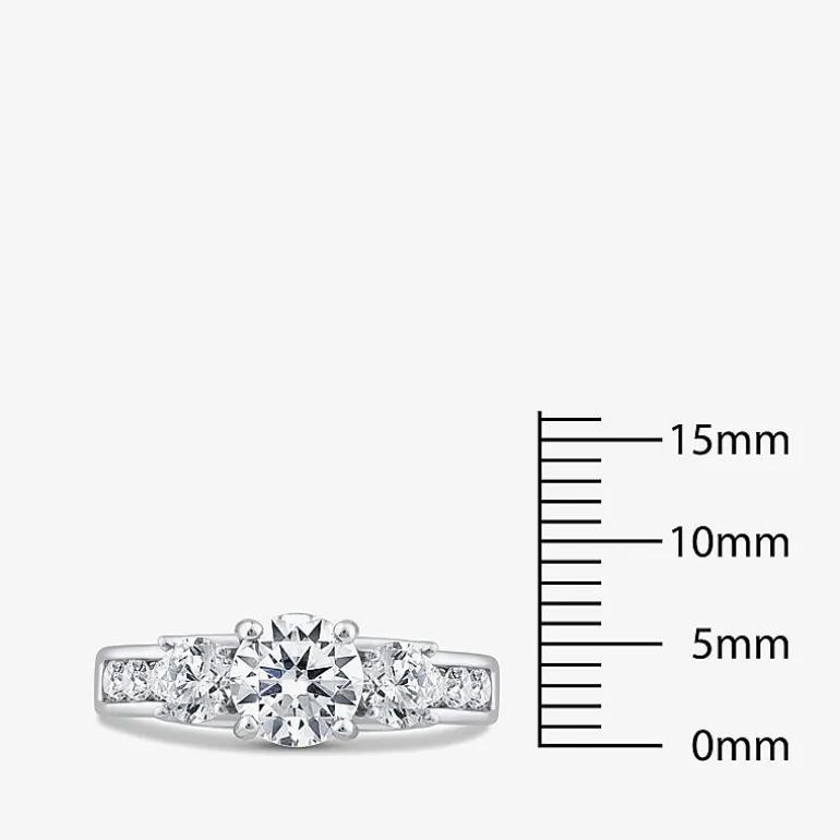Love Lives Forever (G / Si1-Si2) Womens 2 CT. T.W. Lab Grown White Diamond 10K Gold Round Side Stone 3-Stone Engagement Ring