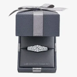 Love Lives Forever (G / Si1-Si2) Womens 2 CT. T.W. Lab Grown White Diamond 10K Gold Round Side Stone 3-Stone Engagement Ring